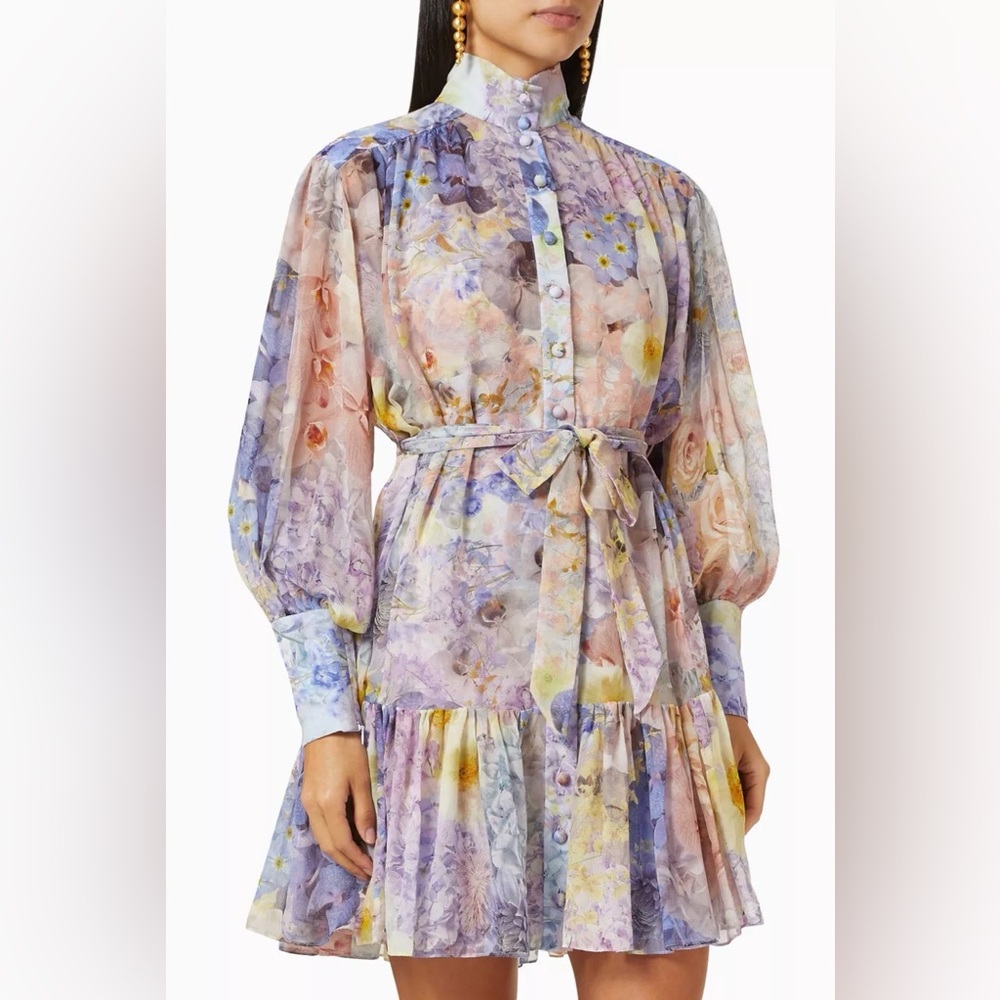Zimmermann Multicolor Floral Long Sleeve Dress